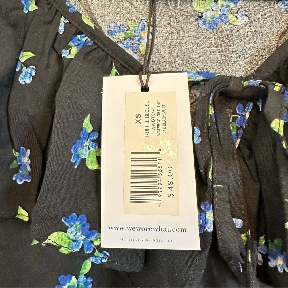NWT peasant floral ruffle long sleeve blouse by WeWoreWhat women’s XS - Picture 8 of 11